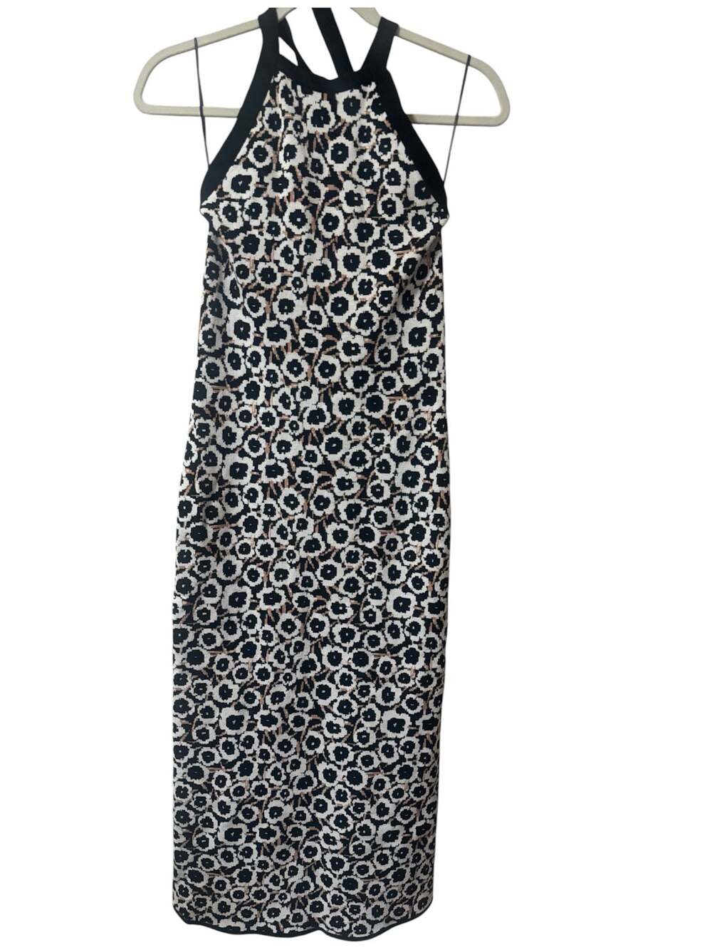 DVF for Target Women's Knit Halter Midi Dress in Black and Tan Floral XS - Picture 1 of 6